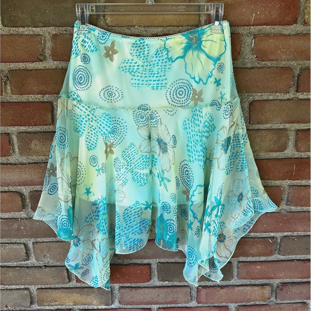 Exact Change Womens M Butterfly Floral Handkerchief Hem Skirt Y2K Fairycore